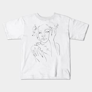 Vulnerability - Minimalist Line Art Woman Portrait Kids T-Shirt